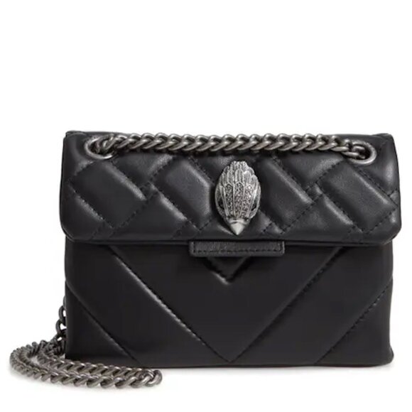 Kurt Geiger Handbags - KURT GEIGER black quilted leather crossbody shoulder mini purse with chain strap